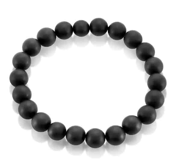 BRACELET - 10mm Black Dull Polish Matte Onyx Agata Round natural stone Beads