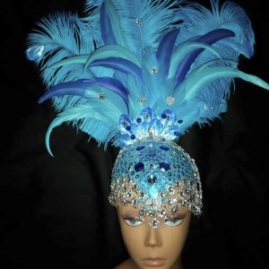 Oceana Carnival Feather Rhinestone Headpiece