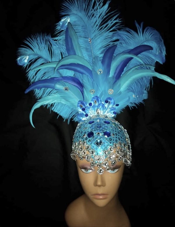 Oceana Carnival Feather Rhinestone Headpiece
