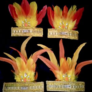 Sunburst Carnival Feather Rhinestone Hand and Foot Piece Set