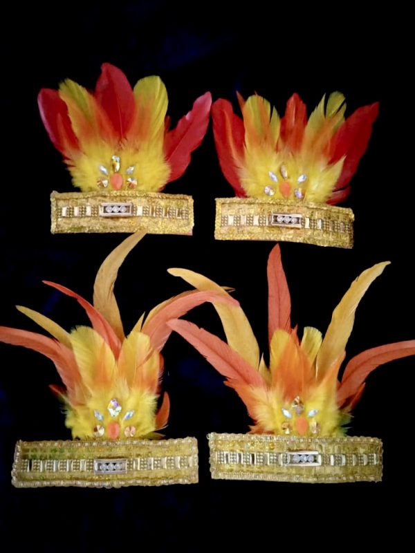 Sunburst Carnival Feather Rhinestone Hand and Foot Piece Set