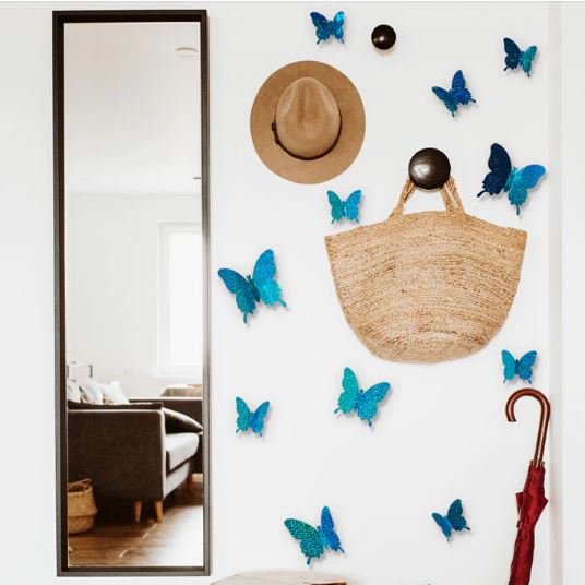 Butterfly Wall Sticker Decoration (Single Layer) – BLUE HOLOGRAPHIC LASER (CC) - Image 2