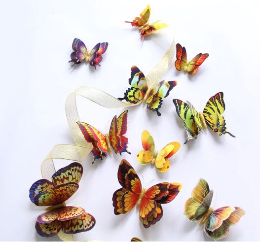 Butterfly Magnet / Wall Sticker Decoration (Double Layer) – GOLD HOLOGRAPHIC (BB) - Image 2