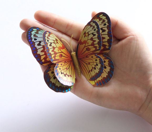 Butterfly Magnet / Wall Sticker Decoration (Double Layer) – GOLD HOLOGRAPHIC (BB) - Image 4