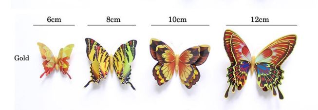 Butterfly Magnet / Wall Sticker Decoration (Double Layer) – GOLD HOLOGRAPHIC (BB) - Image 3