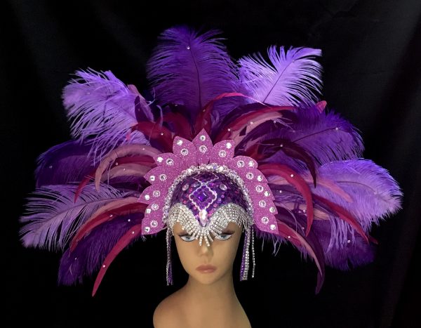 Purple Passion Carnival Feather Rhinestone Headpiece