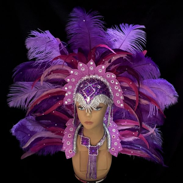 Purple Passion Carnival Feather Rhinestone Headpiece