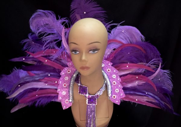 Purple Passion Carnival Feather Rhinestone Headpiece - Image 4
