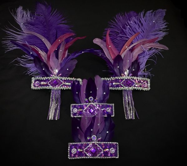 Purple Passion Carnival Feather Rhinestone Headpiece - Image 5