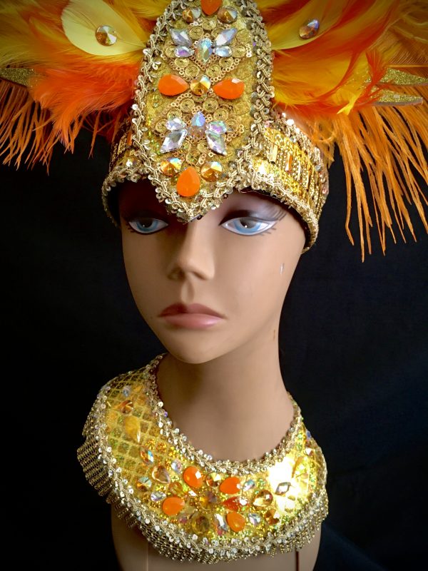 Sunburst Carnival Feather Rhinestone Headpiece + Collar Set - Image 3