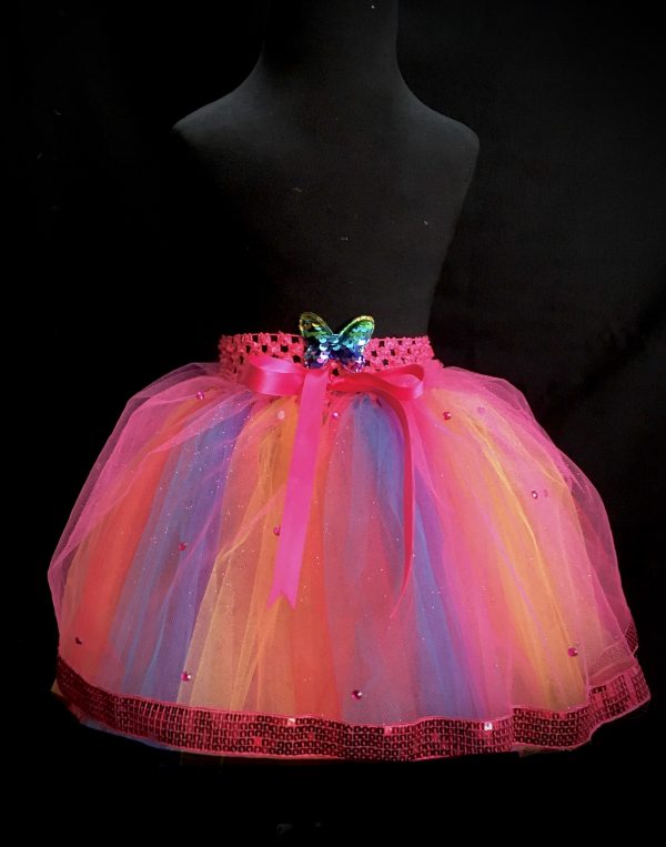 CUSTOM MADE Child tutu – Toddler Colorful Fuchsia Pink-Sequin Trim Rhinestone Sparkle Tutu Fits up to 4yrs