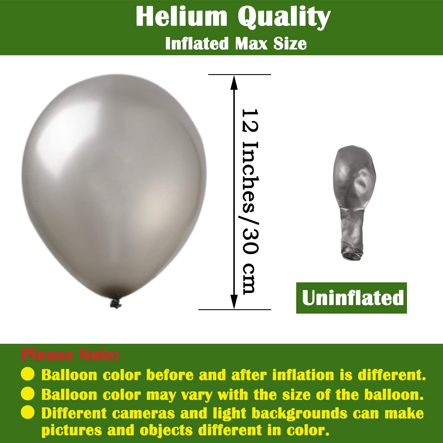 BALLOONS - Latex 12inch - 10 Pack - SILVER Balloons