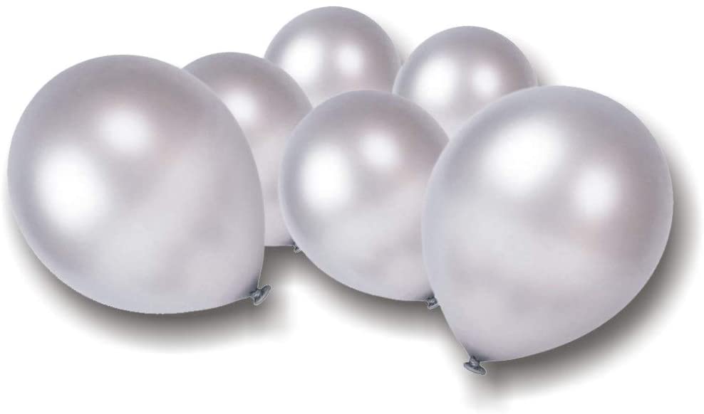 BALLOONS - Latex 12inch - 10 Pack - SILVER Balloons - Image 4
