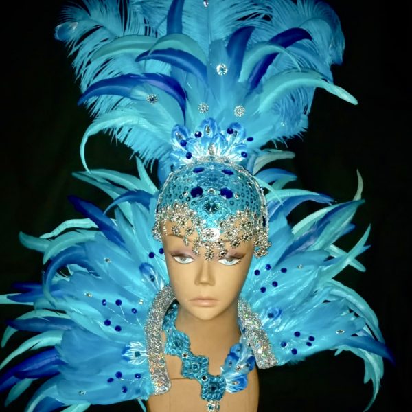Oceana Carnival Feather Rhinestone Headpiece