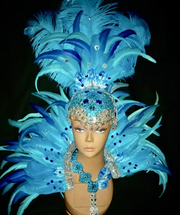 Oceana Carnival Feather Rhinestone Headpiece - Image 2