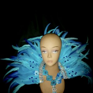 Oceana Carnival Feather Rhinestone Shoulder Piece + Choker set