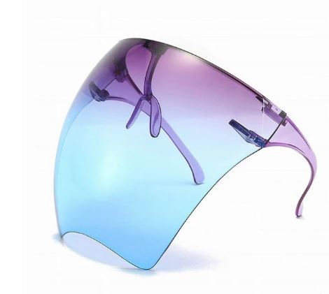 Protective Transparent Face Shield BRIGHT PURPLE BLUE
