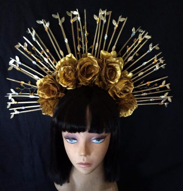 Custom made Oshun Goddess Headpiece - Custom made by DanChes Creative Designs Gold Goddess Leaf Vine Headpiece