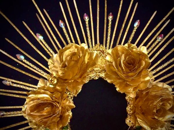 Custom made Oshun Goddess Headpiece - Custom made Golden Goddess Oshun Headpiece - Image 2