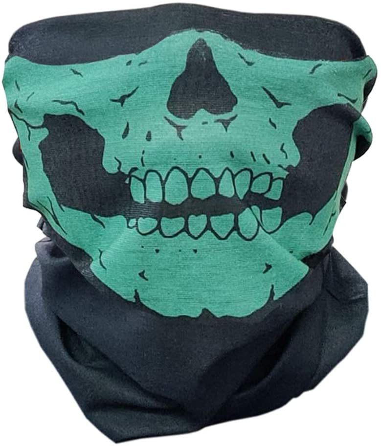 ANTI DUST Breathable Tube Mask Tube skull Black Mask - GREEN