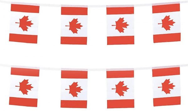 4th of July – Canada Flag Canadian Small String Mini Flag Pennant Banner Decorations 35 Feet 30 Flags