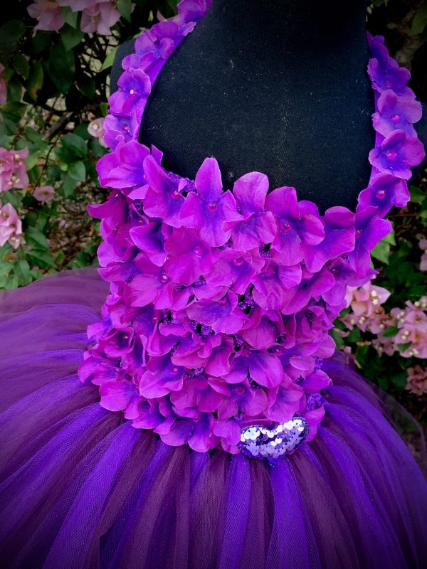 CUSTOM MADE Child Tutu Dress – Fluffy Floral Plum Tutu Dress SIZE: 4yrs - Image 2