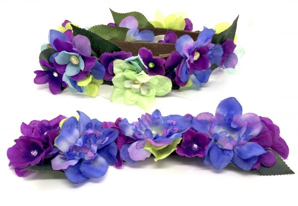 Bohemian Floral Headband and Wristband - PURPLE/GREEN