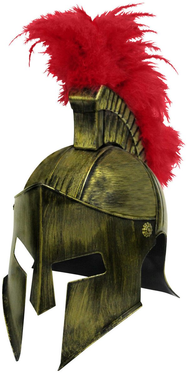 Men's Medieval Iron Knight Spartan Helmet Gold Bronze Roman Warrior Greek
