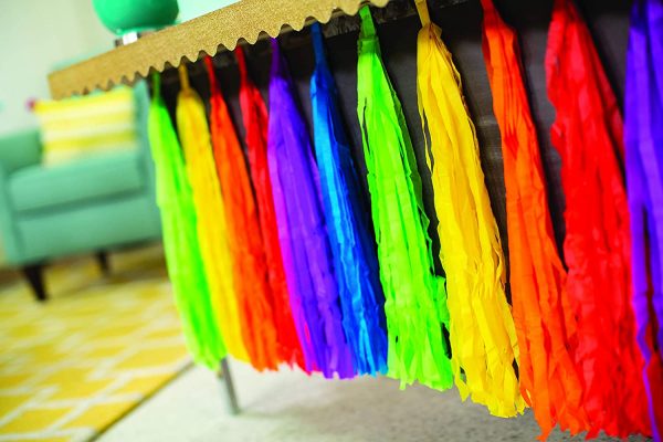 Rainbow Party Fringe Table Skirt - 9 feet - Image 2