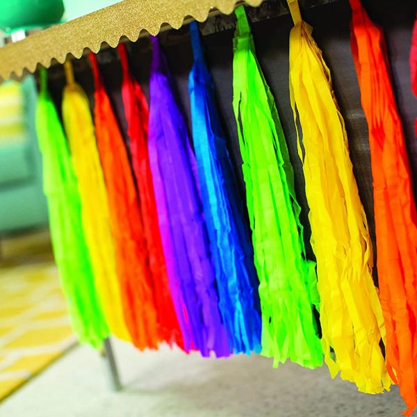 Rainbow Party Fringe Table Skirt – 9 feet