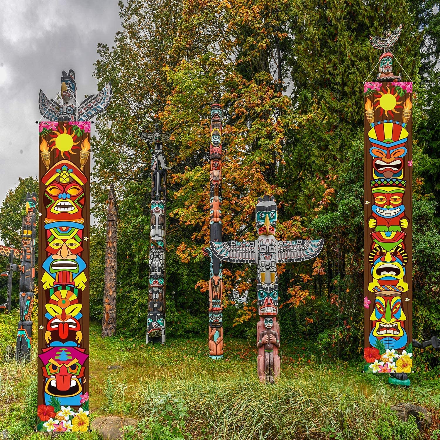 Hawaiian Tiki Door Banner Happy Luau Party Decoration Set - Image 5