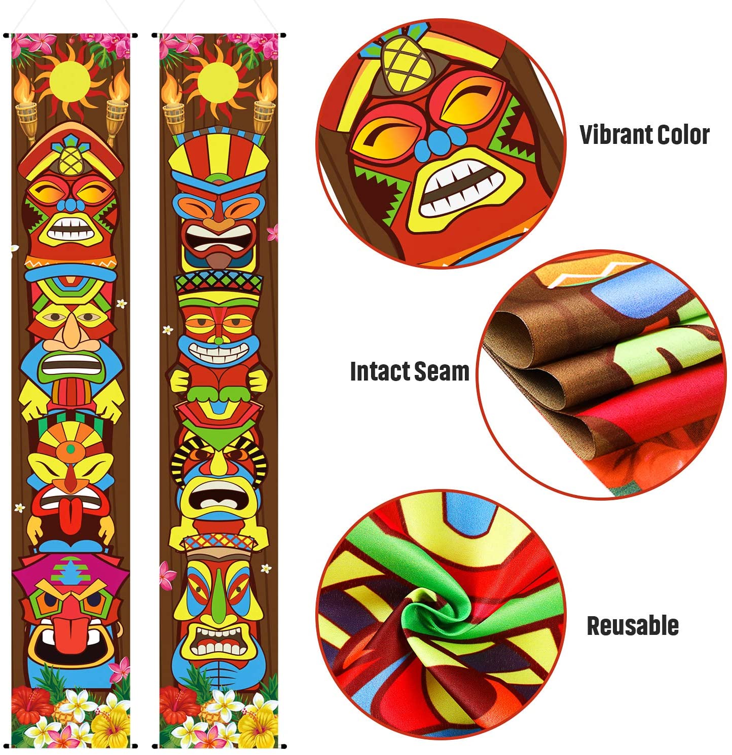 Hawaiian Tiki Door Banner Happy Luau Party Decoration Set - Image 4
