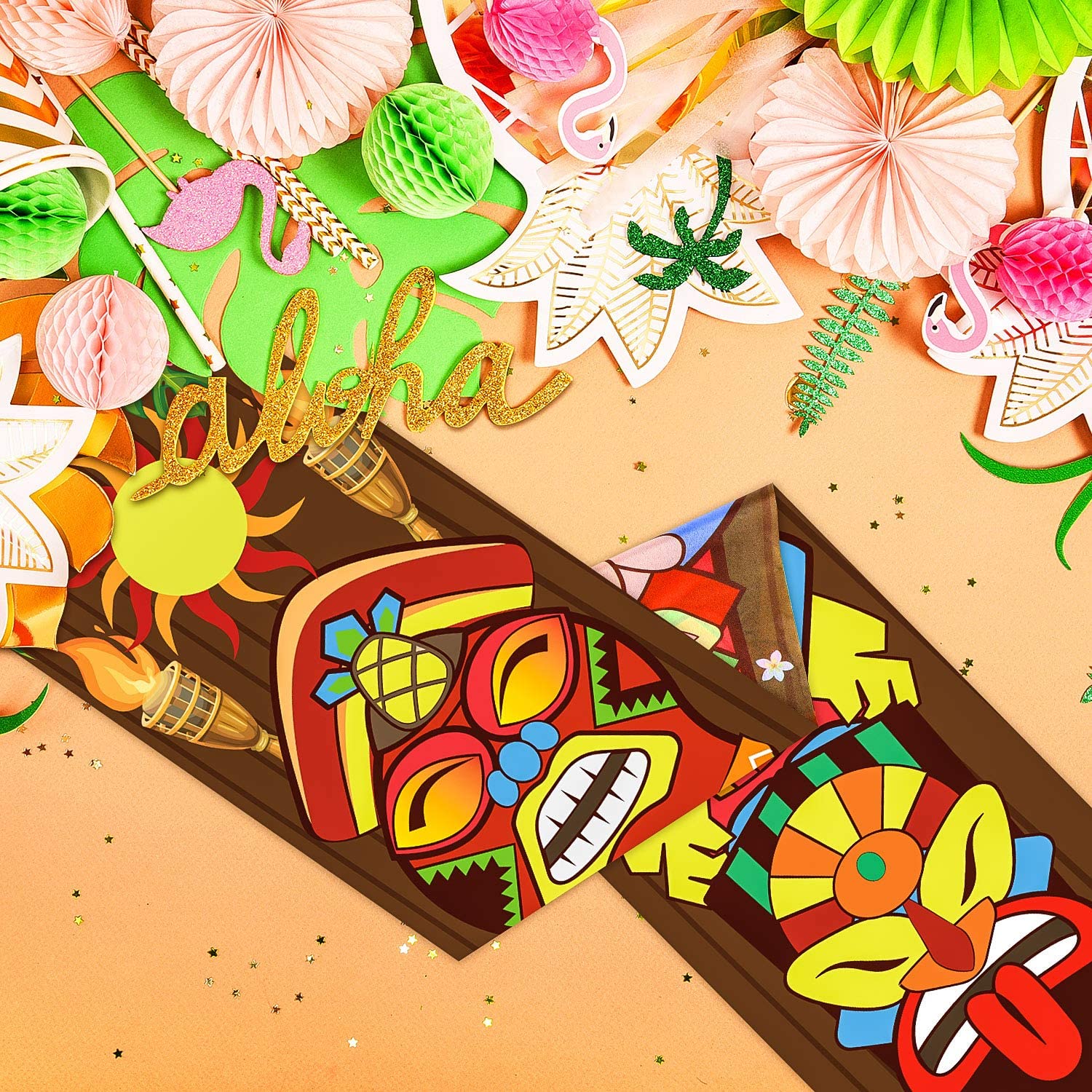 Hawaiian Tiki Door Banner Happy Luau Party Decoration Set - Image 3