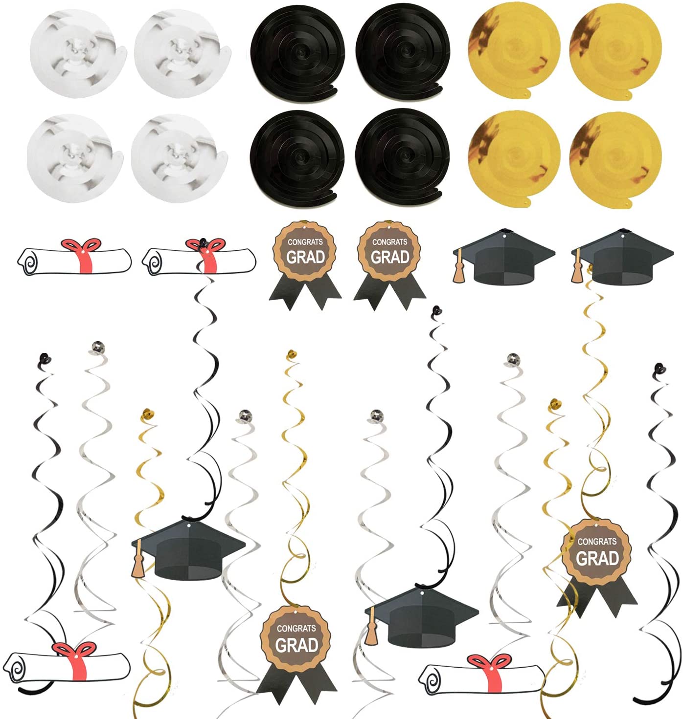 PARTY DECORATIONS -  Graduation Decorations - Black and Gold - Image 6
