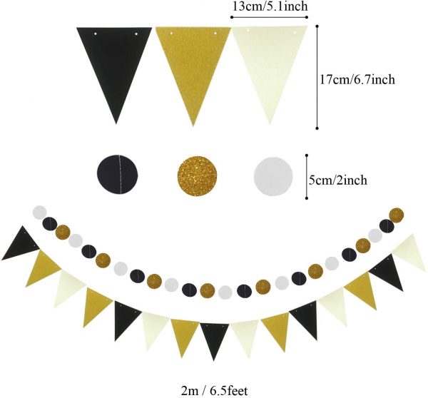 PARTY DECORATIONS -  Graduation Decorations - Black and Gold - Image 4