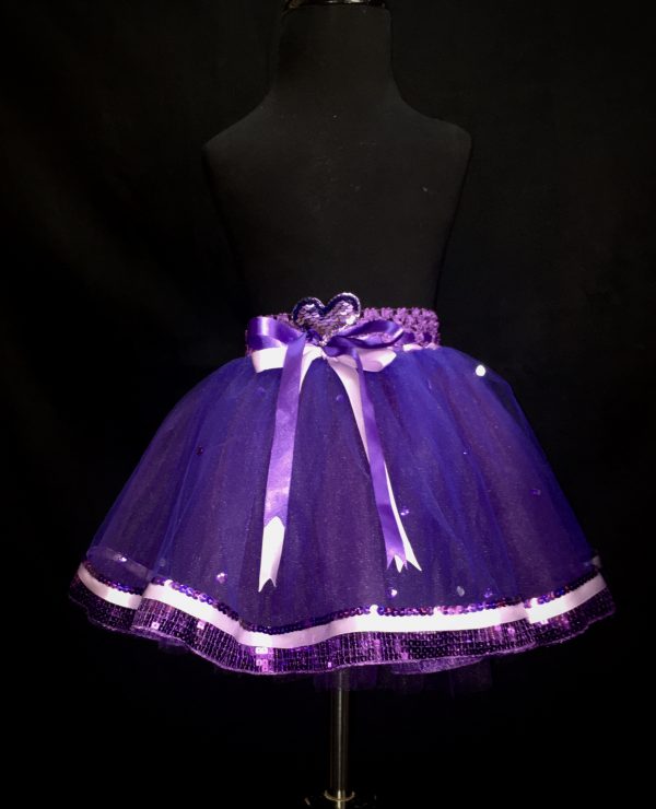 CUSTOM MADE Child Tutu – TODDLER Purple Sequin Trim Ribbon Tutu fits up to 2yrs