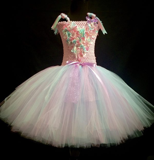 CUSTOM MADE Child tutu dress – Girls soft pastel knee length fluffy tutu Dress Fits 6-8yrs