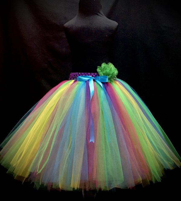 CUSTOM MADE Child tutu – Girls multi color knee length fluffy tutu Fits 6-8yrs