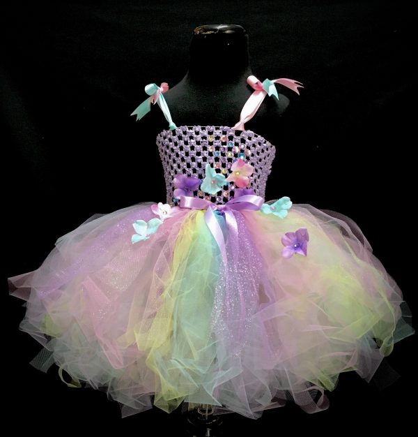 CUSTOM MADE Toddler Tutu Dress - Baby Pastel Floral Rhinestone Sparkle Tutu Dress SIZE: 1yr