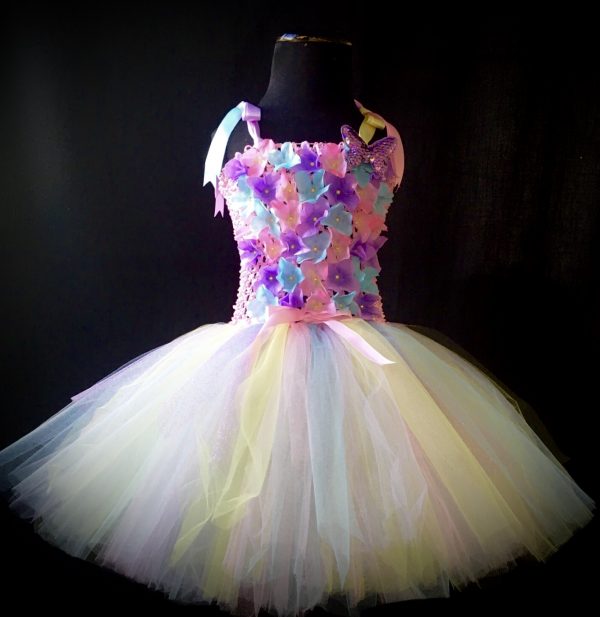 CUSTOM MADE Child tutu dress – Girls Pastel knee length fluffy sparkle tutu Dress Fits 4-5yrs
