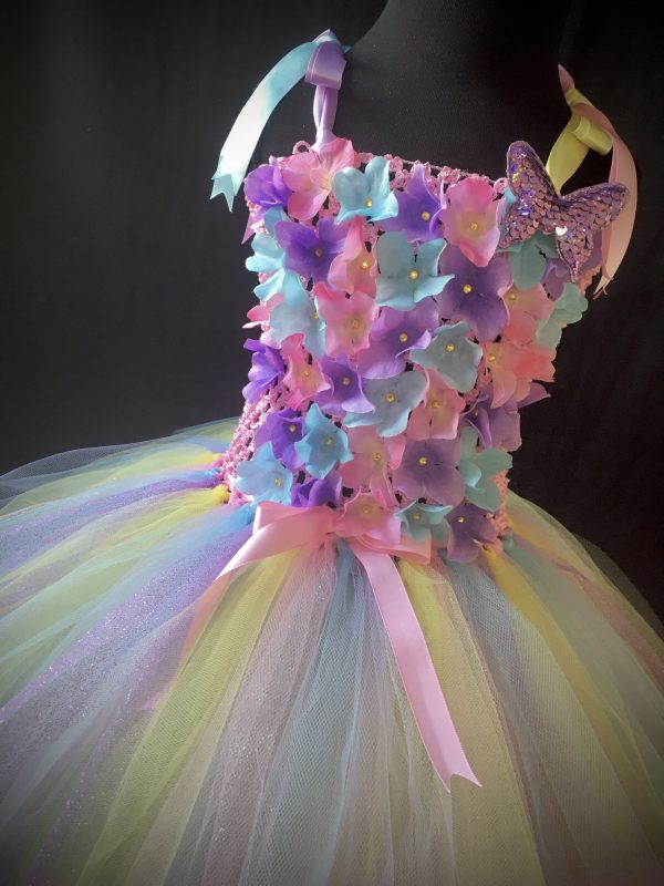 CUSTOM MADE Child tutu dress – Girls Pastel knee length fluffy sparkle tutu Dress Fits 4-5yrs - Image 2