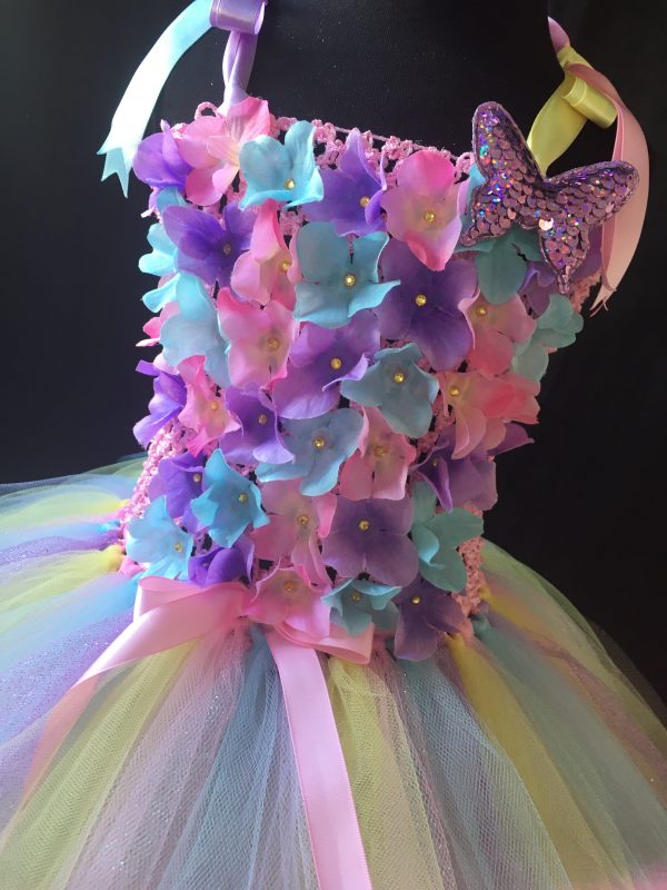 CUSTOM MADE Child tutu dress – Girls Pastel knee length fluffy sparkle tutu Dress Fits 4-5yrs - Image 3