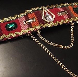 CHOKERS - CUSTOM MADE Madras Rhinestone Chain tassel Choker
