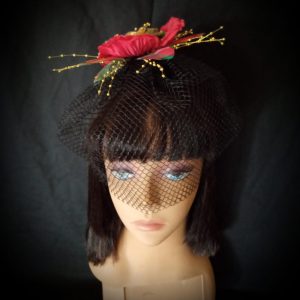 FACINATORS - CUSTOM MADE Bird Cage BLACK Veil Madras Fascinator