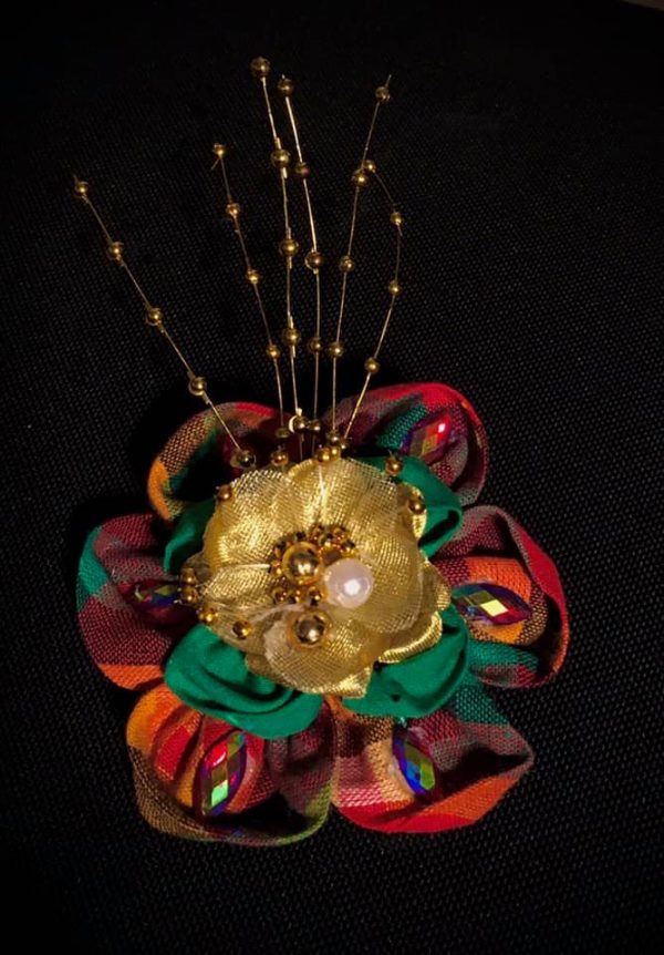 PIN BROOCH - CUSTOM MADE - LARGE Madras Rhinestone Flower Pin on