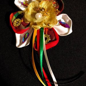 PIN BROOCH - CUSTOM MADE MEDIUM Madras/White Pin Brooch
