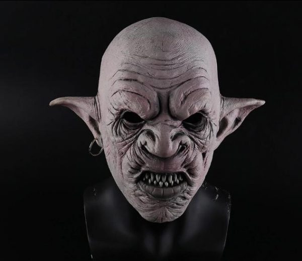 HALLOWEEN MASK - Full head latex Goblin mask with earrings.