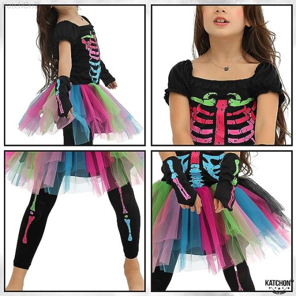 HALLOWEEN - Girl’s Funky Punky Bones Halloween Skeleton Tutu Dress Costume SIZE: MEDIUM(5-6) - Image 7