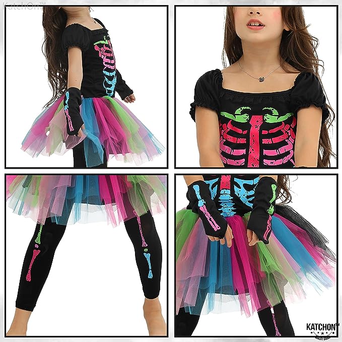 HALLOWEEN - Girl’s Funky Punky Bones Halloween Skeleton Tutu Dress Costume SIZE: MEDIUM(5-6) - Image 7