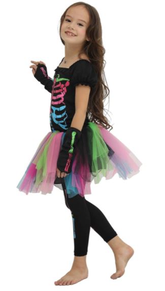 HALLOWEEN - Girl’s Funky Punky Bones Halloween Skeleton Tutu Dress Costume SIZE: MEDIUM(5-6) - Image 5